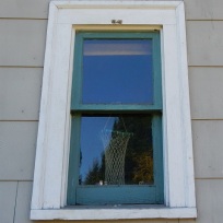 East-facing attic stairwell window